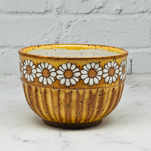 Carved Gold with White Daisies Small Bowl