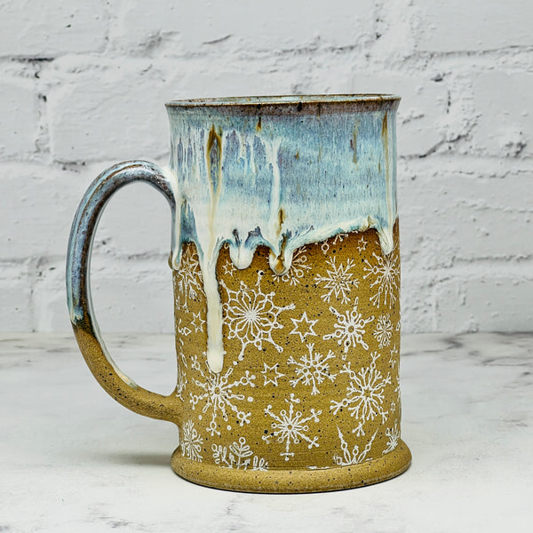 Light Blue with White Snowflakes Tall Mug 1