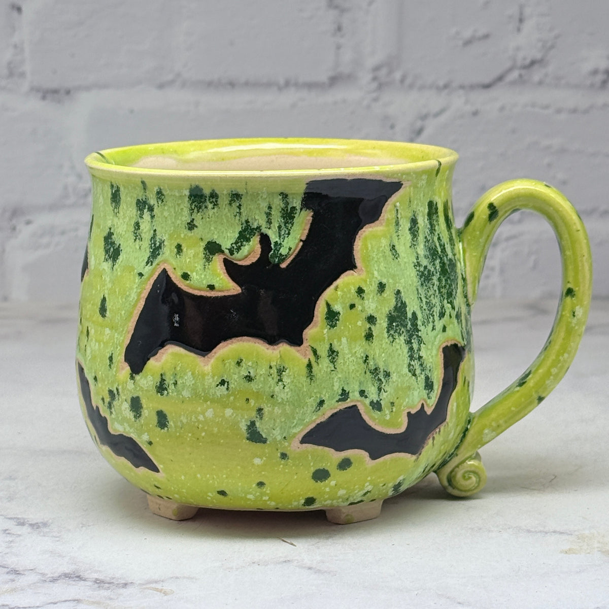 Green with Bats Cauldron Mug