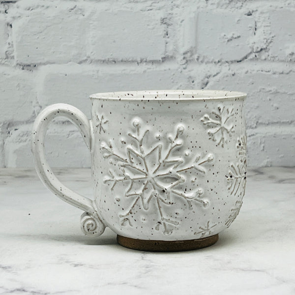 White with Raised Snowflakes Teacup 2