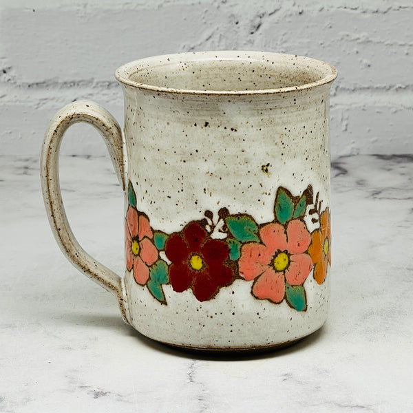 Speckled White Floral Border Mug 1