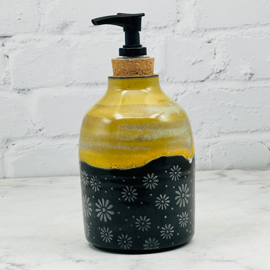 Gold with Daisies Soap Dispenser