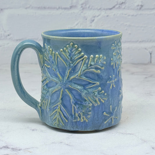 Light Blue with Raised Snowflakes Mug 2