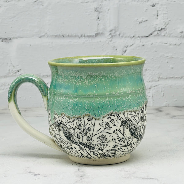 Green with Birds Mug 2