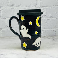 Black with Ghosts Travel Mug 1