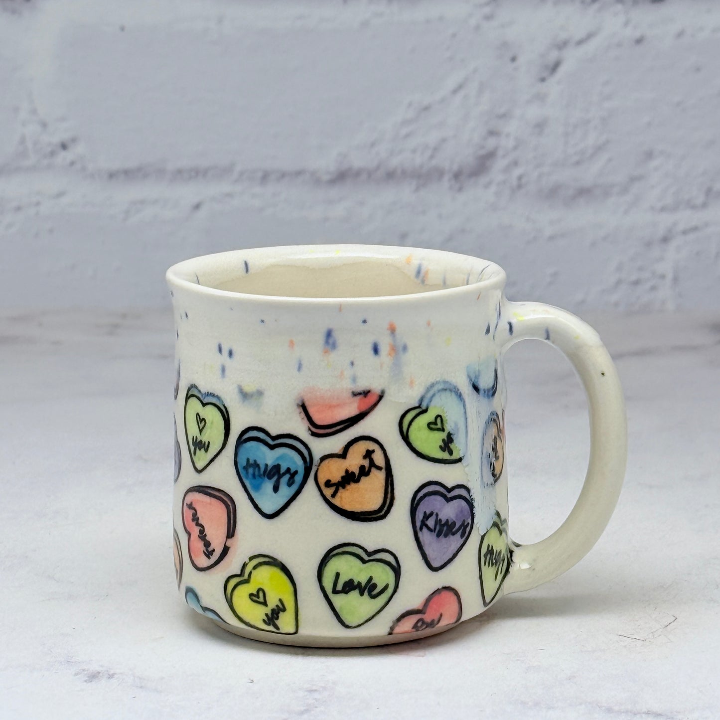 White with Conversation Hearts Espresso Mug 2