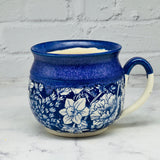 Blue/Purple with Floral Design Cafe Mug 2