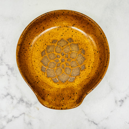 Gold with Dahlia Design Spoon Rest