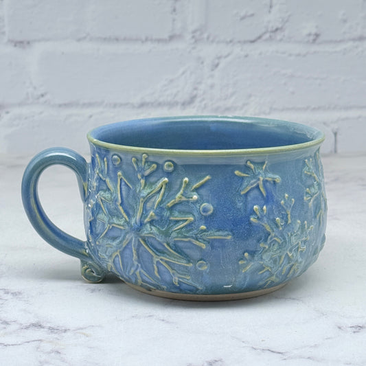 Light Blue with Raised Snowflakes Cafe Mug 1