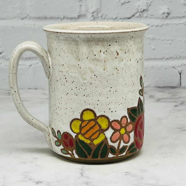 Speckled White Floral Border Mug 3