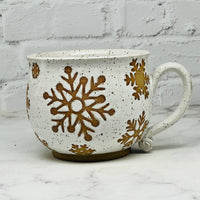 Speckled White Snowflakes Cafe Mug 5