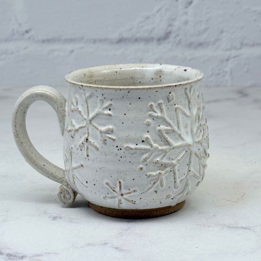 White with Raised Snowflakes Teacup 3