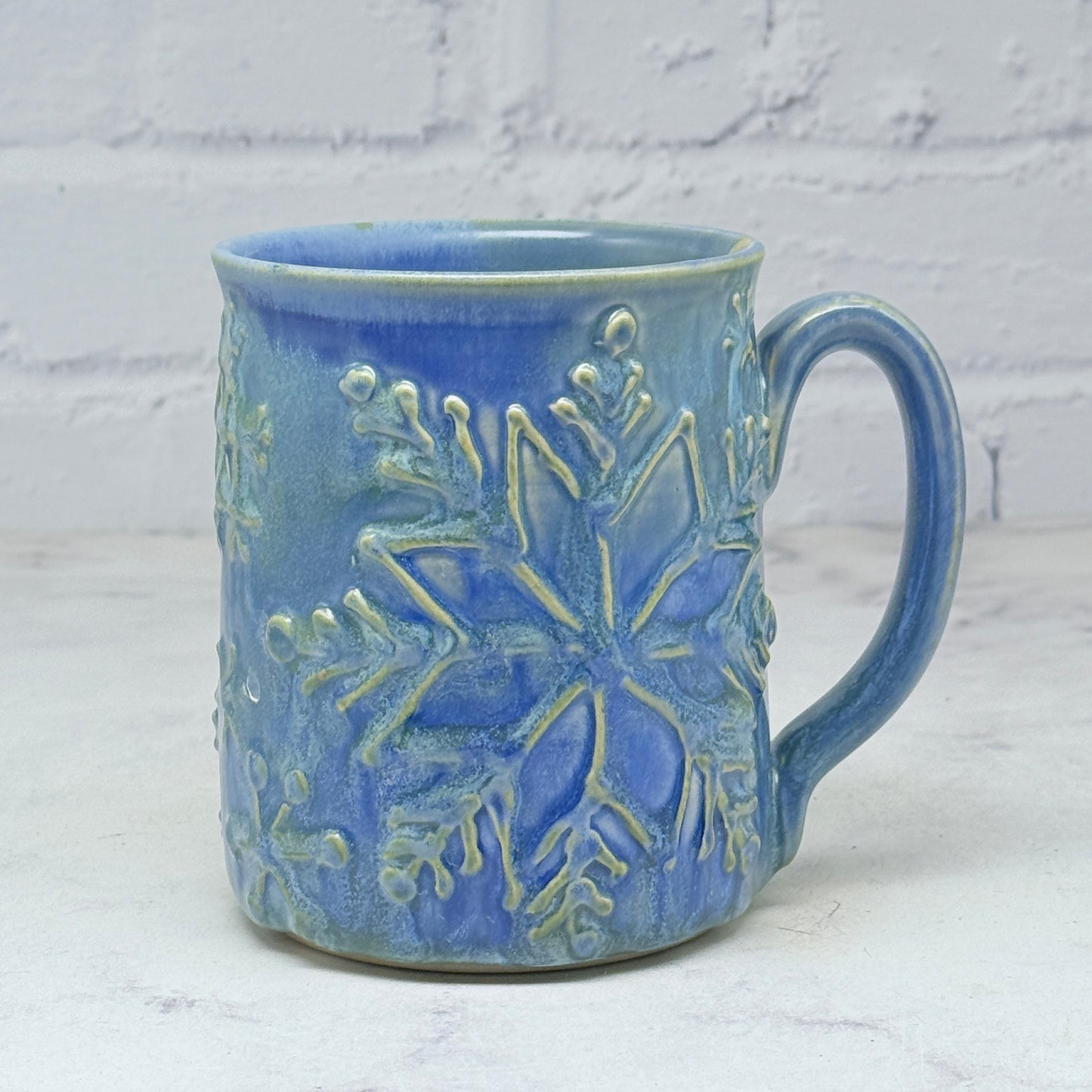 Light Blue with Raised Snowflakes Mug 1