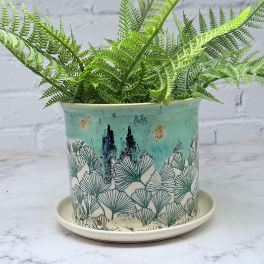 Green with Gingko Planter