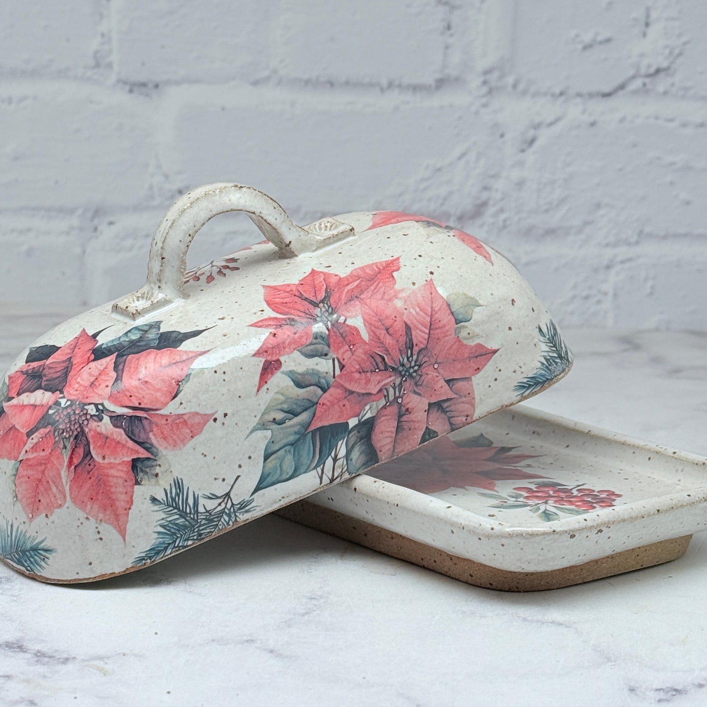 Poinsettia Butter Dish