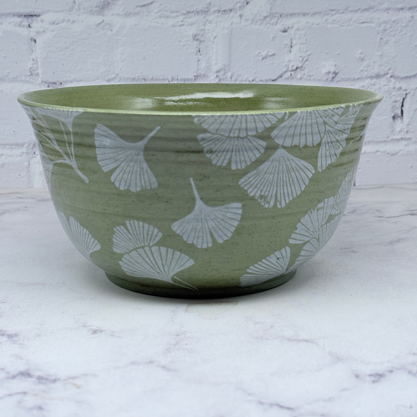 Green with White Gingko Large Bowl 1