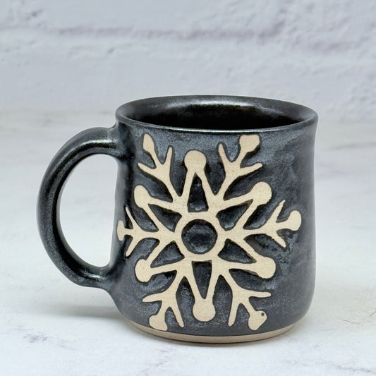 Black with Snowflakes Espresso Mug 4