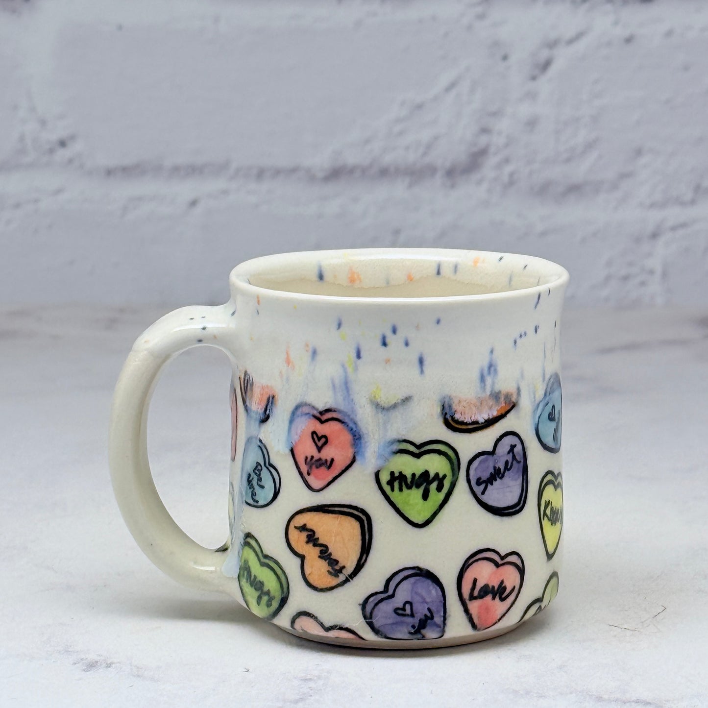 White with Conversation Hearts Espresso Mug 2