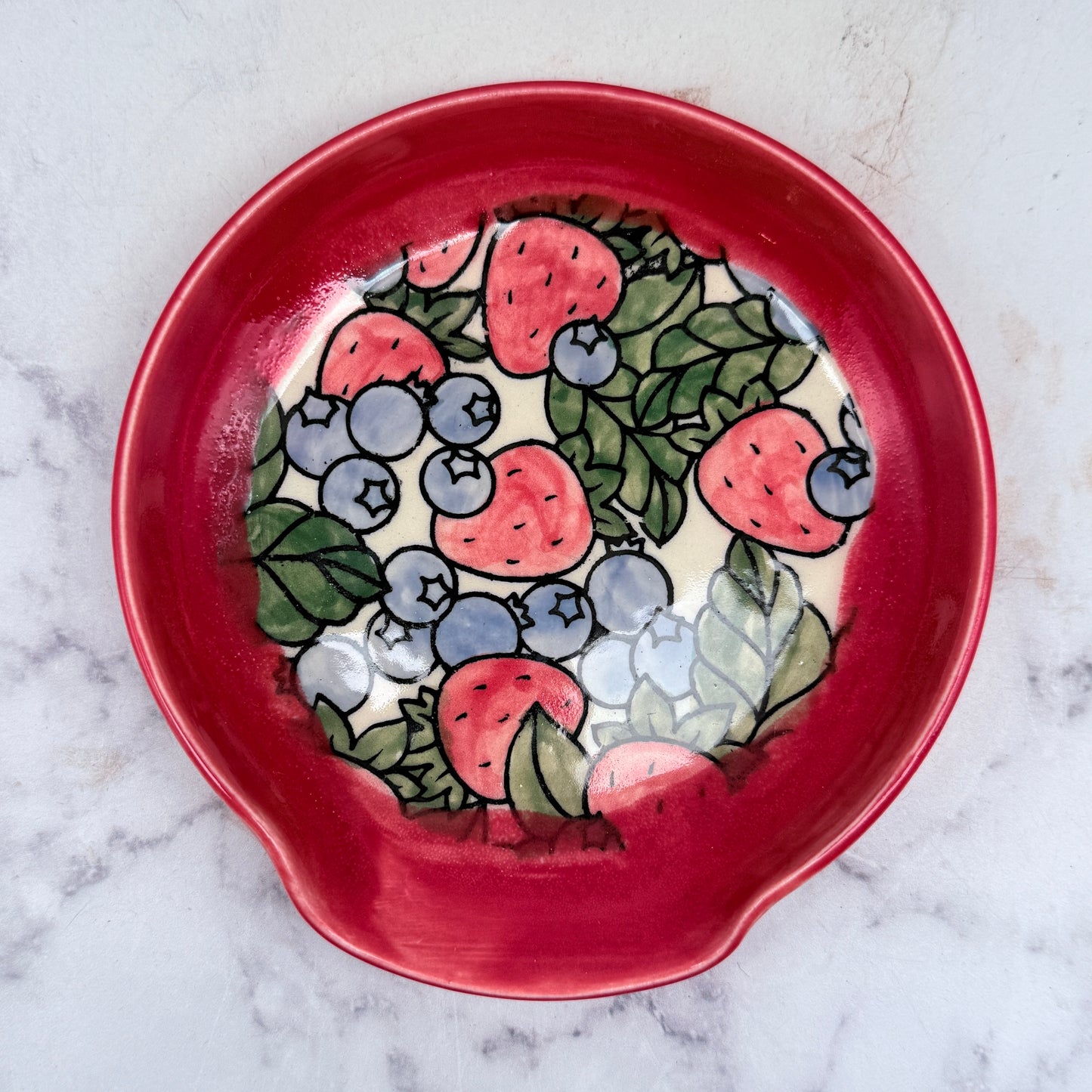 Red with Fruit Spoon Rest