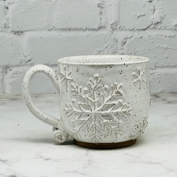 White with Raised Snowflakes Teacup 1