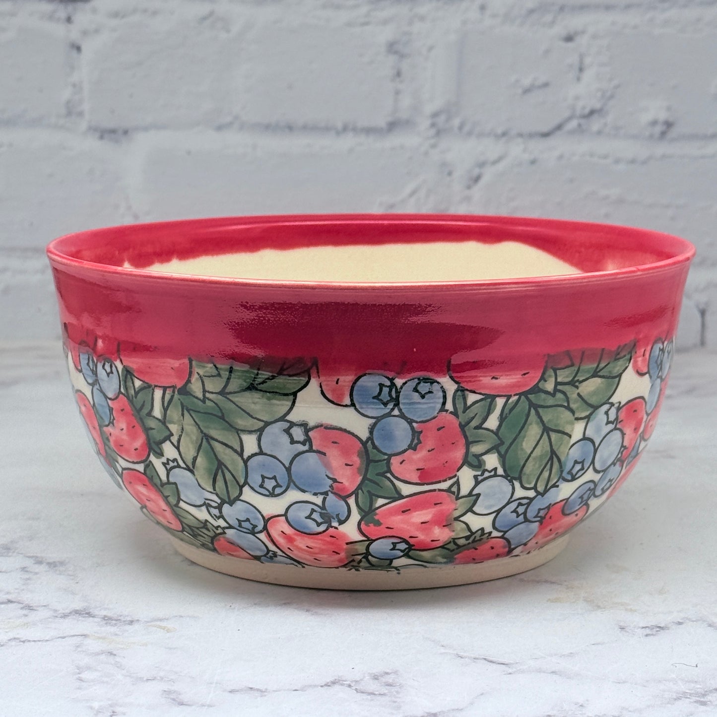 Red with Fruit Large Bowl 2