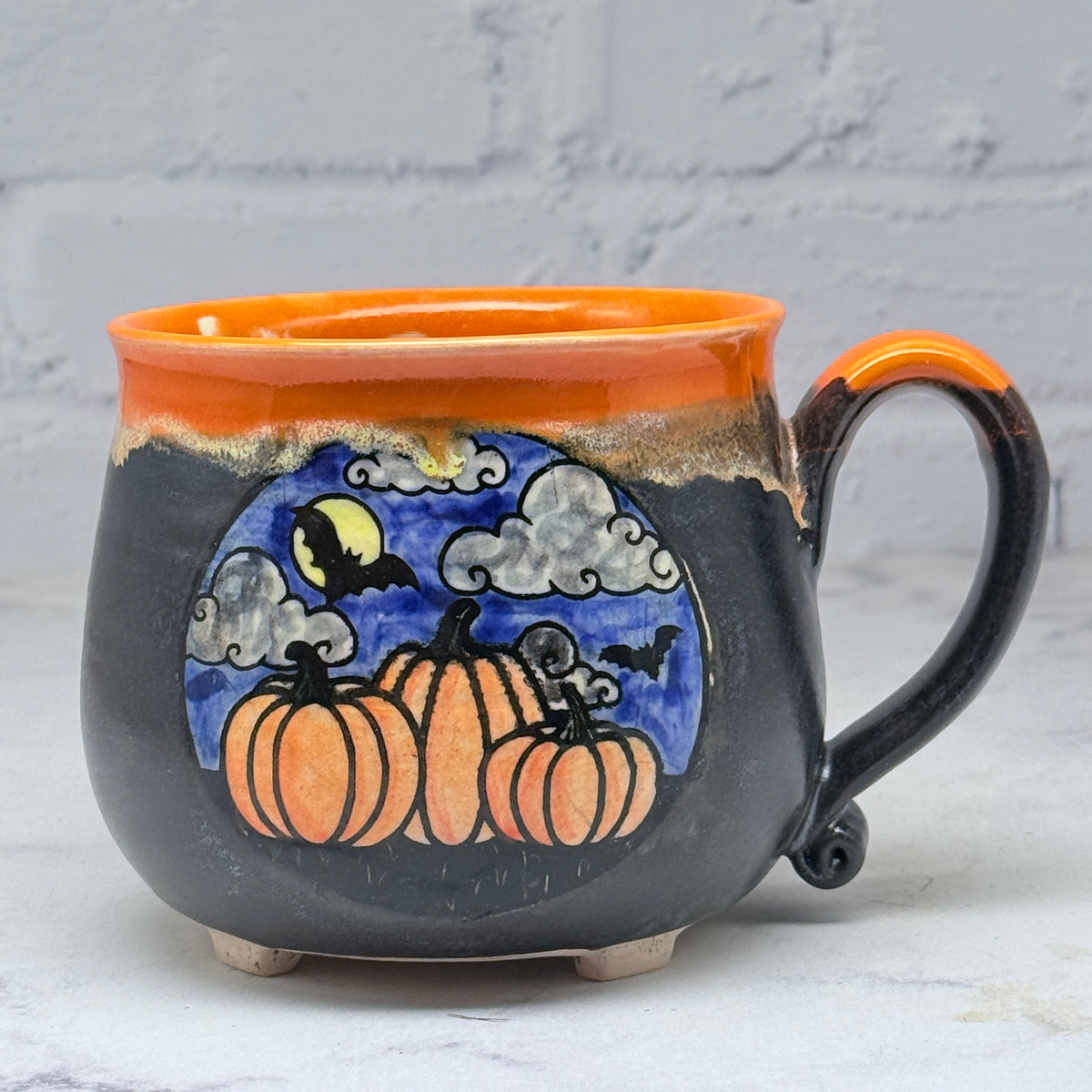 Orange with Pumpkins Cauldron Mug
