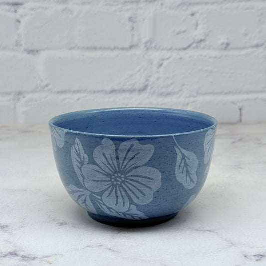 Blue with White Flowers Small Bowl 1