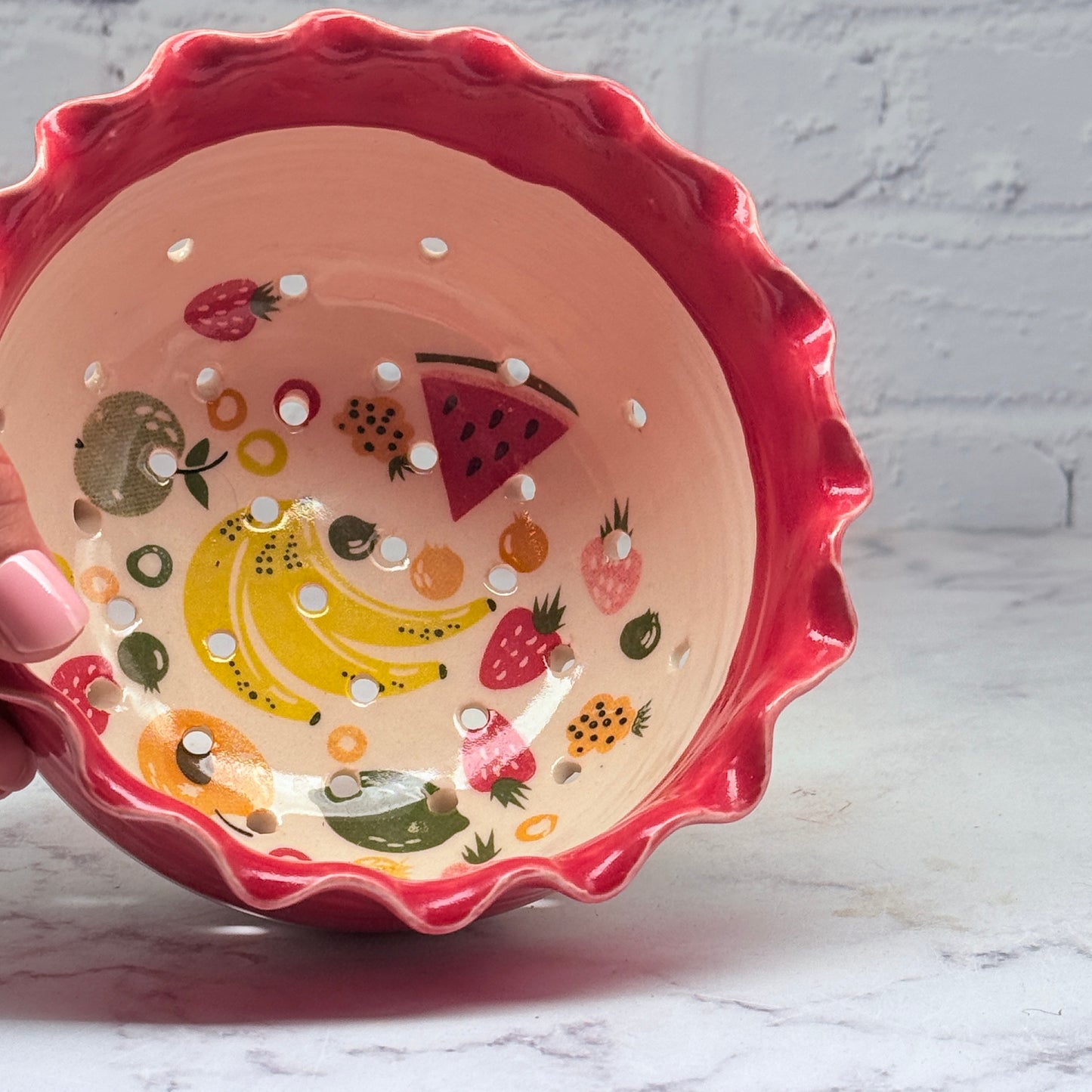 Red with Fruit Berry Bowl