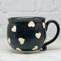 Black with Hearts Cafe Mug 1