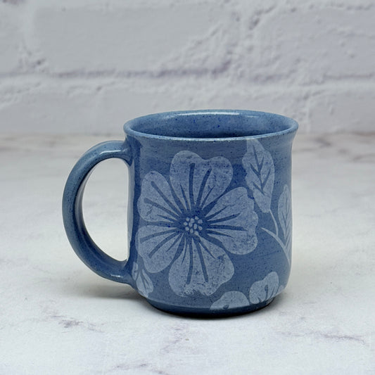 Blue with White Flowers Espresso Mug 1