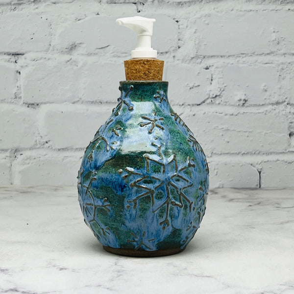 Blue with Raised Snowflakes Soap Dispenser