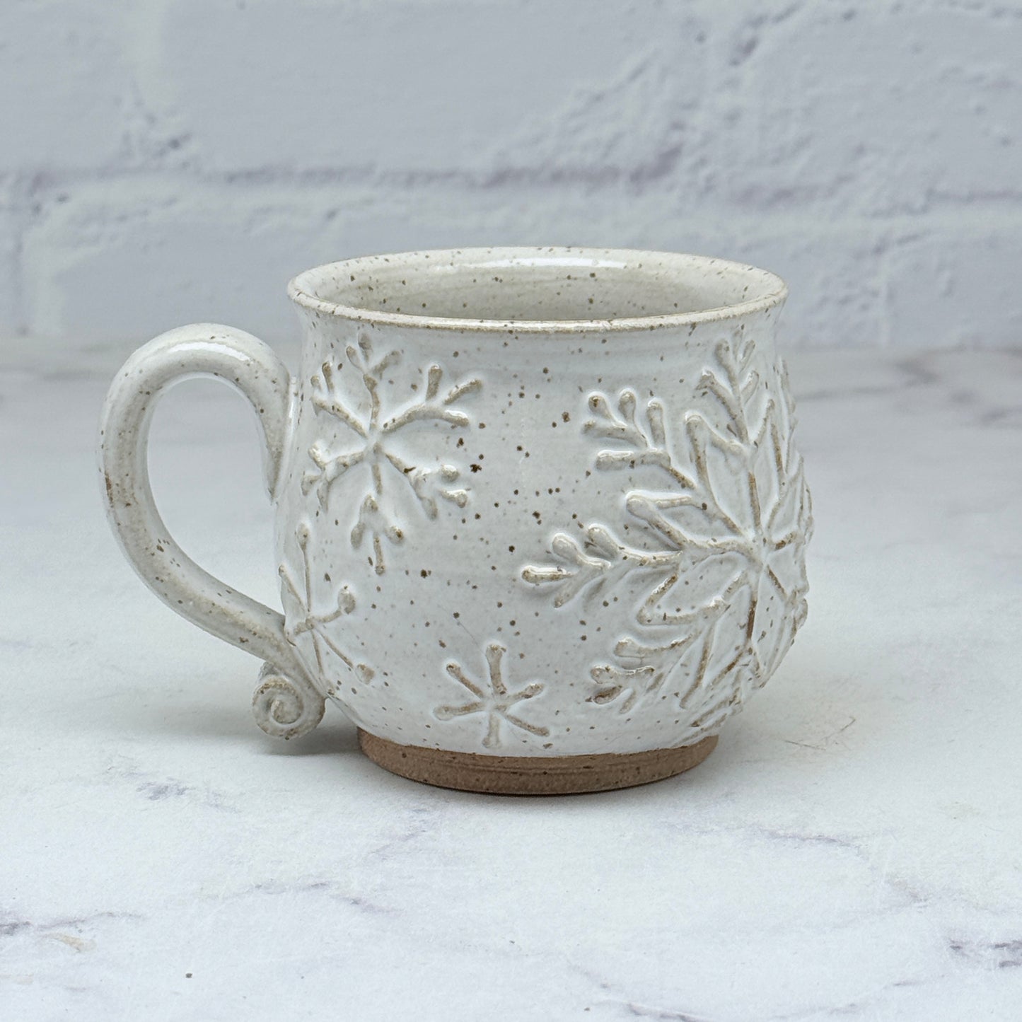 White with Raised Snowflakes Espresso Mug 7