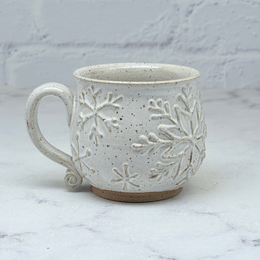 White with Raised Snowflakes Espresso Mug 7