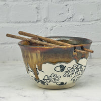 Brown with Oak Leaves Chopstick Bowl