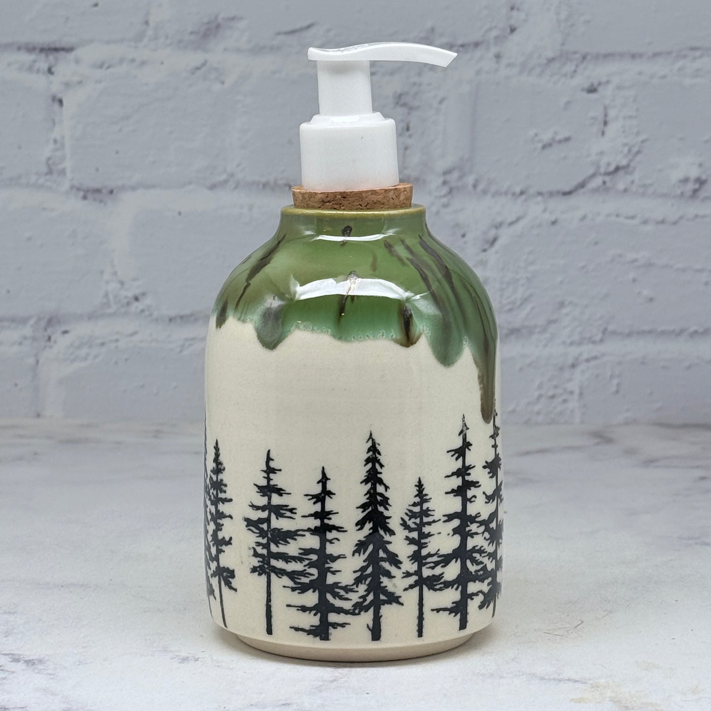 Green with Pines Soap Dispenser 1