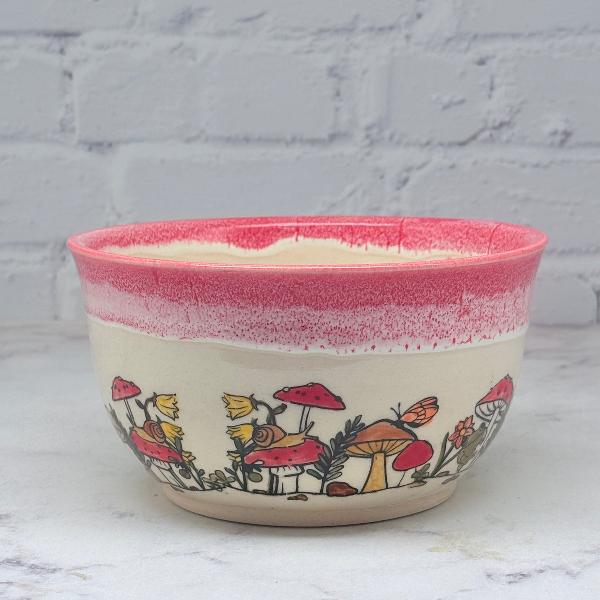 Red with Mushrooms Medium Bowl