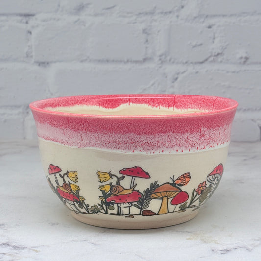 Red with Mushrooms Medium Bowl