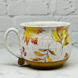 Speckled White Fall Leaves Cafe Mug 2