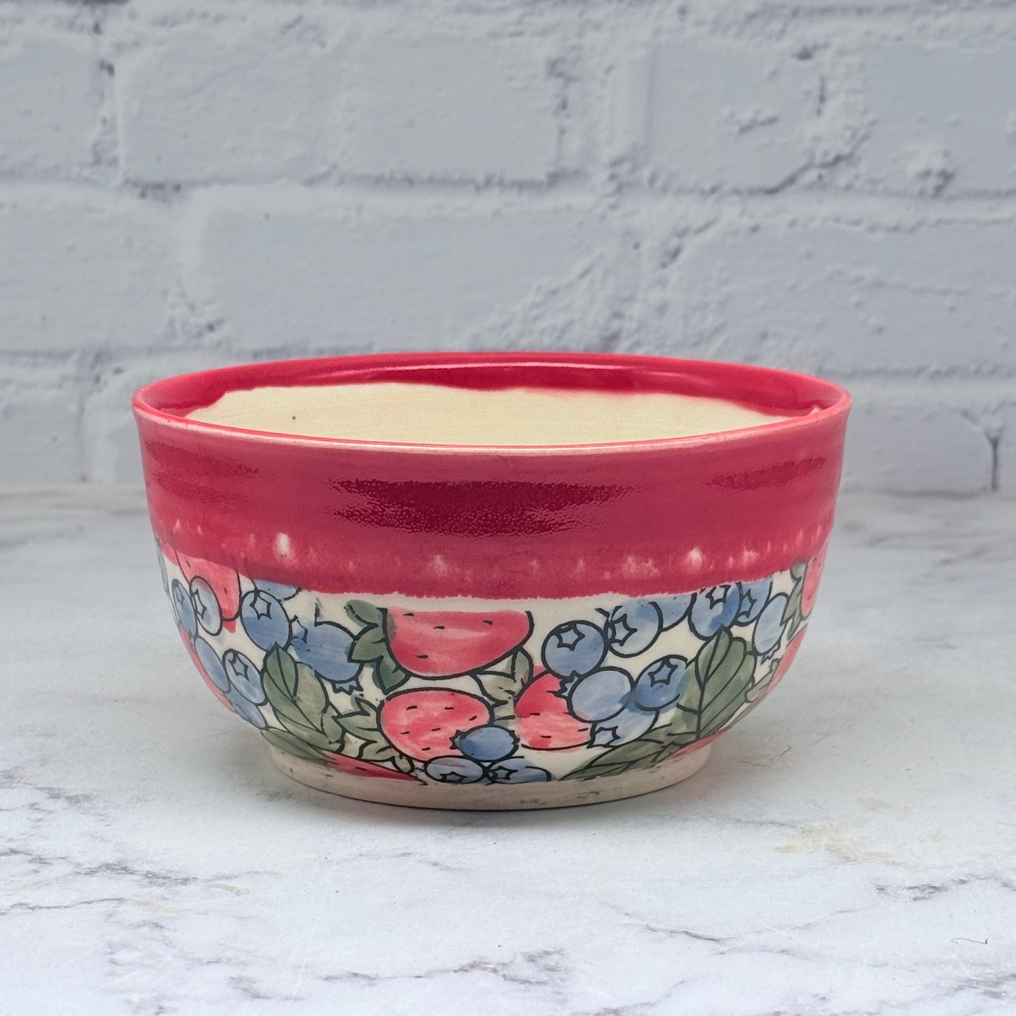 Red with Fruit Medium Bowl 1