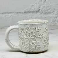 White Raised Snowflakes Espresso Mug 1