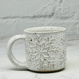 White Raised Snowflakes Espresso Mug 1