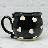 Black with Hearts Cafe Mug 2