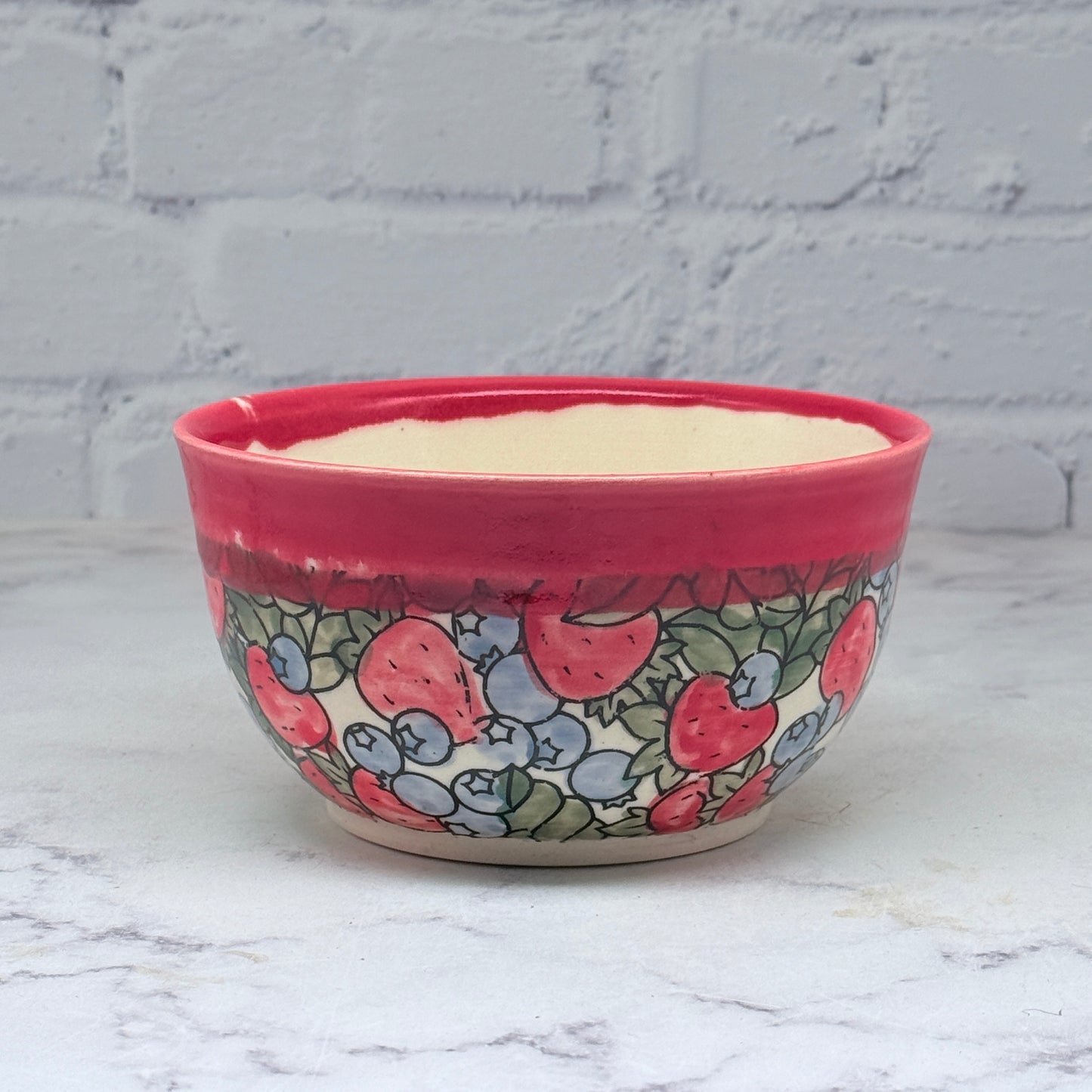 Red with Fruit Medium Bowl 2