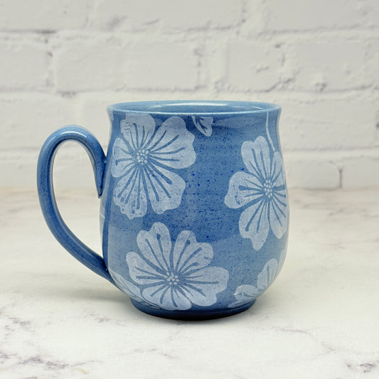Blue with White Floral Design Mug 6