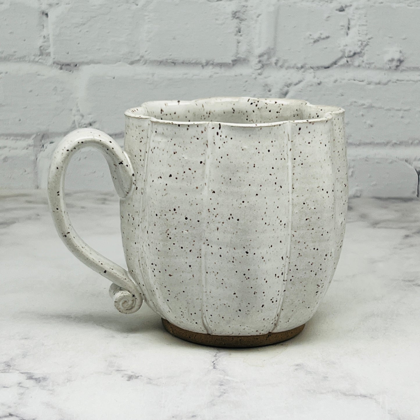 October Speckled White Pumpkin Mug Preorder