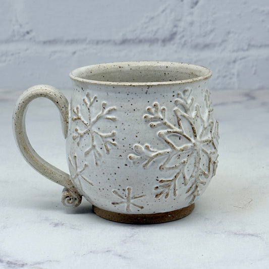 White with Raised Snowflakes Teacup 5