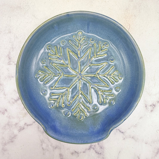 Light Blue with Raised Snowflakes Spoon Rest 2