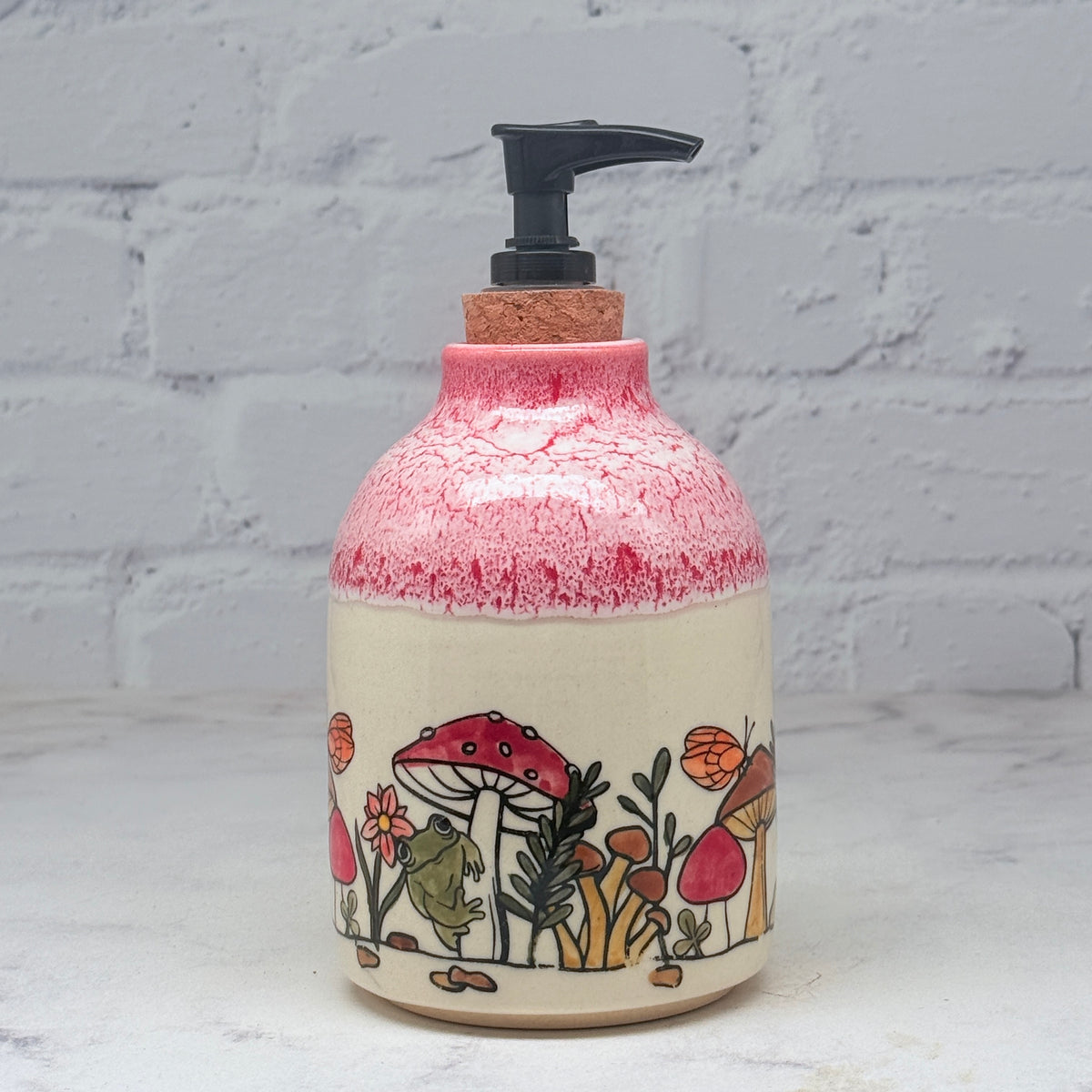 Red with Mushrooms Soap Dispenser
