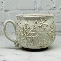 White Raised Snowflakes Cafe Mug 3