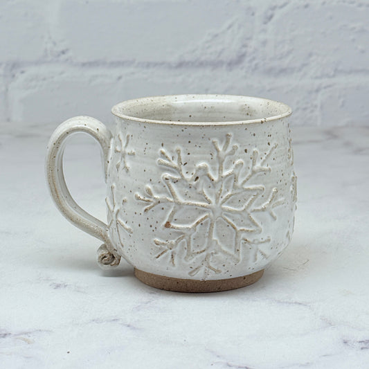 White with Raised Snowflakes Espresso Mug 1